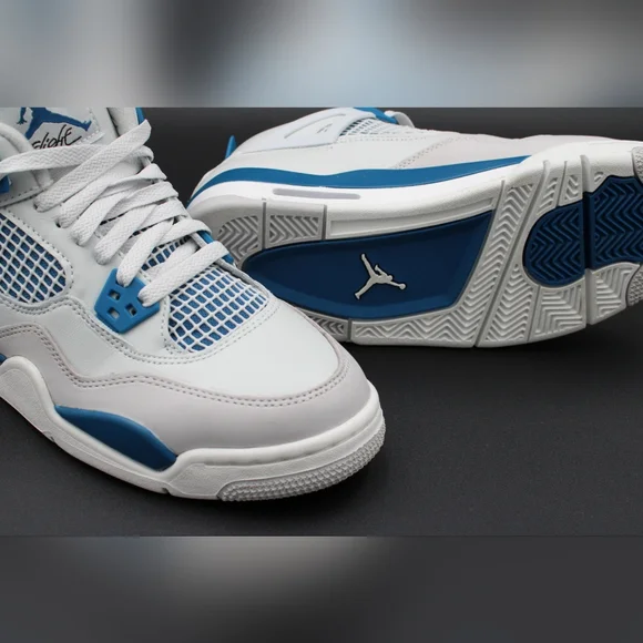 Air Jordan 4 Retro (GS) Off White/Military Blue 6.5Y - Picture 5 of 14